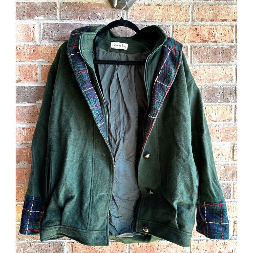Herman Kay Dark Green Hooded Zip and Button Up Jacket - Picture 3 of 6